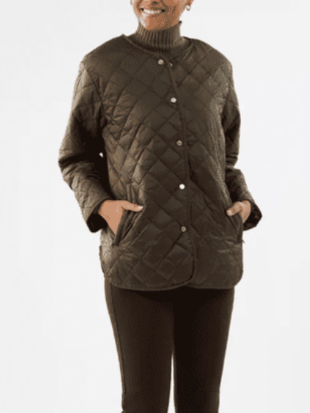 Martha Stewart Olive Green Barn Jacket Quilted Diamond Pattern Puffer Jacket XS
